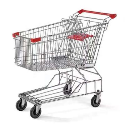 China Shopping Cart Supermarket Shopping Trolley Trolley Environmental Friendly Metallic Surface With Customized Logo for sale