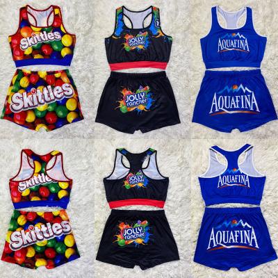 China QUICK DRY women two piece snack hot sale plus size girls running women candy bowling candy bowling two piece booty for sale