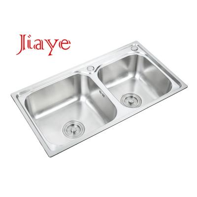 China Priceless Double Faucet Wholesale 201 Stainless Steel Bowl Kitchen Sink Price for sale