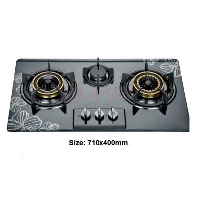 China JY-PA3020 tempered glass commercial kitchen appliances gas hob/built-in 3 burner gas cooktop/industrial gas burner cooktop for sale