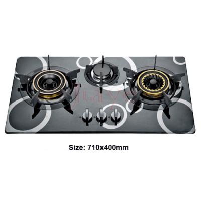 China JY-PA3022 tempered glass commercial kitchen appliances gas hob/built-in 3 burner gas cooktop/industrial low price gas burner cooktop for sale