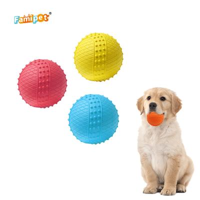 China Custom Viable Famipet Logo Tough Tpr Chew Dog Ball Rubber Pet Squeak Toy Chew Toy For Dogs for sale