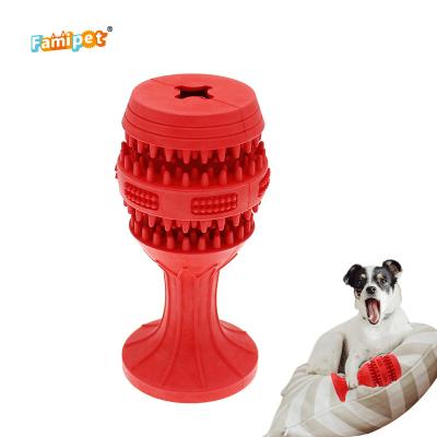 China Viable Famipet Custom Teething Tumbler Design Hard Rubber Dog Toys Pet Chew Toys For Aggressive Chewers for sale