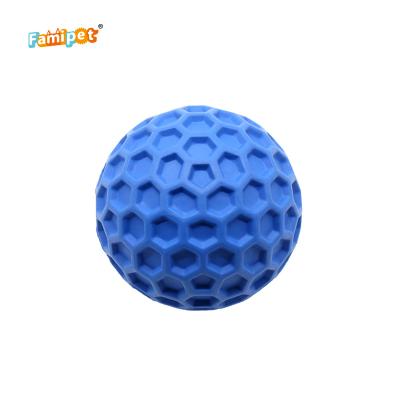 China Viable Custom Design Honeycomb Tpr Famipet Chew Toy Hard Durable Dog Toy Squeaky Pet Ball Toy for sale