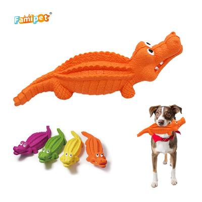 China Tpr Latex Design Crocodile Famipet Pet Viable Custom Durable Hard Squeaky Toys Rubber Chew Toys For Dog for sale