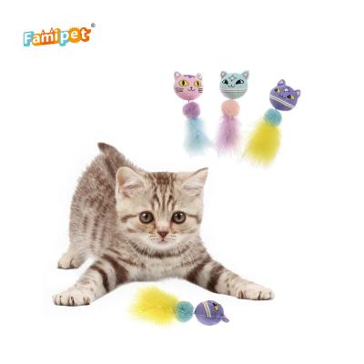 China Viable Cat Toys Set Factory Direct Price Design 3 Color Teasing Cat Heads Cat Toy for sale