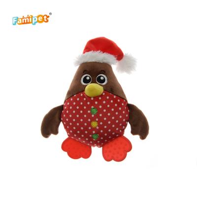 China Adorable Penguin and Christmas Tree Design Chirstmas Stuffed Dog Viable Squeaky Toys for sale