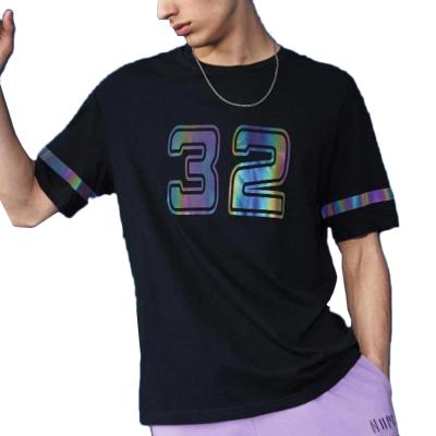 China Anti-Wrinkle Custom 3m Reflective T Shirt For Men Number Printing Reflective Tee for sale