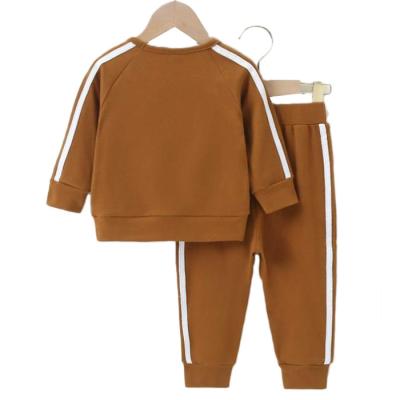 China Custom Clothing Casual Kids Finch Tracksuits For Kids Baby Side Stripe Plain Sweatshirt Sweatpants Set for sale