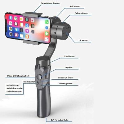 China Portable Flexible F6 Object Tracking Handheld Cellphone Smartphone 3 Axis stabil 3Axis Cell Phone Gimbal Stabilizer with Tripods for sale