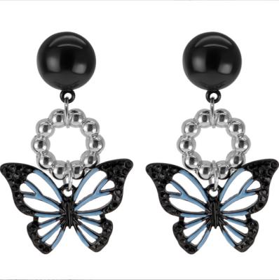 China Other A064 sweet temperament earrings and fresh style black butterfly earrings set the 2021 new fashion trendy earrings for sale