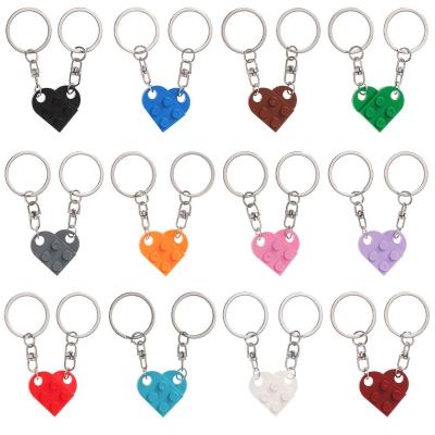 China Cute Gift K220 1Pair Key Chain Love Cute Heart Brick Couples Key Chain Best Friendship For Women Men Separable Key Ring Jewelry Gifts for sale