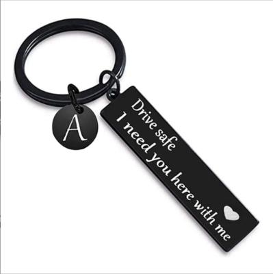 China Pretty Gift A199 26 Initials Training Safe Key Chain A-Z Lettering Men Women Friend Husband Birthday Father's Day Key Chain Gifts for sale