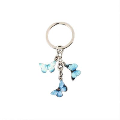 China Cute New Gift A204 Colorful Enamel Butterfly Key Chain Insects Car Key Women Bag Accessories Jewelry Gifts for sale