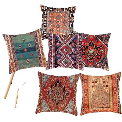 China Anti-Static Pillow Case Cover Q004 Turkey Style Persian Canvas Painting Cushion Cover Carpet For Sofa Bedroom Home Decor Pillow Cases 45x45cm for sale