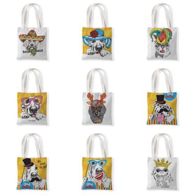 China K354 Handled Customize Tote Dog Print Women Lady Fashion Cloth Shopping Handbags Folding Customer Reusable Bags for sale