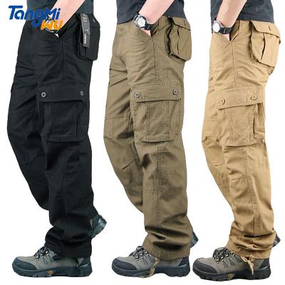 China 2022 Hot Sale Wholesale Waterproof Men's Long Cargo Pants 90%cotton Khaki Pocket Men's Straight Cargo Pants for sale