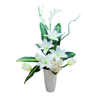 China Color Changing 2022 New Design Artificial Flower Lily Led Home Decoration Fiber Optic White Flowers For Centerpieces Decoration for sale