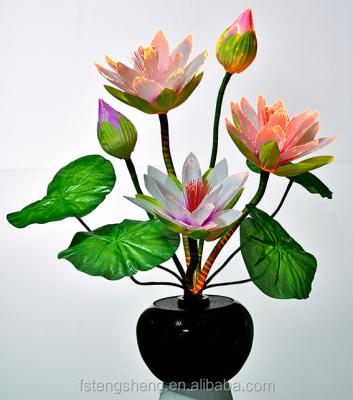 China Color Changing Home Decor LED Lights Artificial Fiber Optic Water Lily Flower for sale