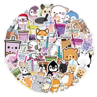 China OEM 50Pcs Cute Kawaii Boba Milk Tea Stickers For Girl Kids Notebook Phone Luggage Laptop Graffiti Bubble Decorative Sticker Pack for sale