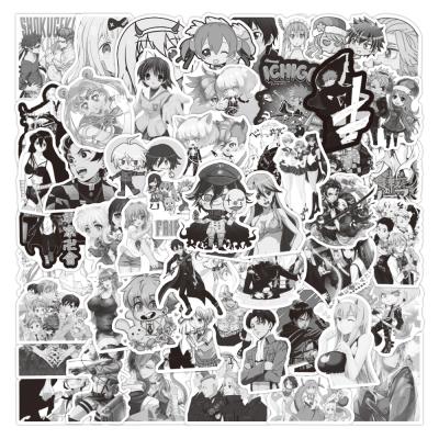 China OEM e-50pcs Animation Gothic White and Black For Laptop PVC Sticker Packs Cartoon Graffiti Waterproof Vinyl Sticker for sale