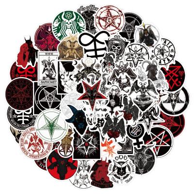 China OEM 50Pcs Devil Logo Label Random Sticker For Guitar Laptop Skateboard Cool Phone Guitar Decorative Sticker Pack Satan Sign OEM 50Pcs for sale