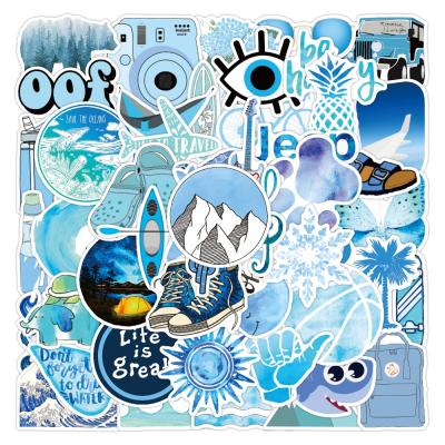 China Blue Waterproof+Eco-friendly 50Pcs VSCO Aesthetic Stickers For Water Bottle Laptop Skateboard PVC Waterproof Random Sticker For Decoration for sale