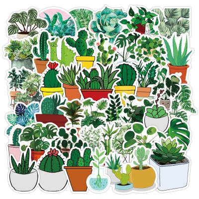 China Waterproof+Eco-friendly e-50pcs Green Plants Series Decoration Graffiti Stickers Packs for Bicycles Bottle Guitar Laptop Suitcase for sale