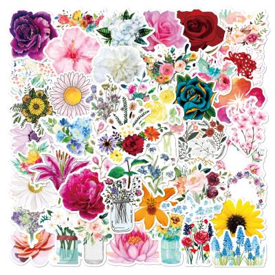 China OEM Custom High Quality Flower Aesthetic Stickers for Notebook, Wall, Luggage Stationery PVC Decor Adhesive Stickers Pack for sale