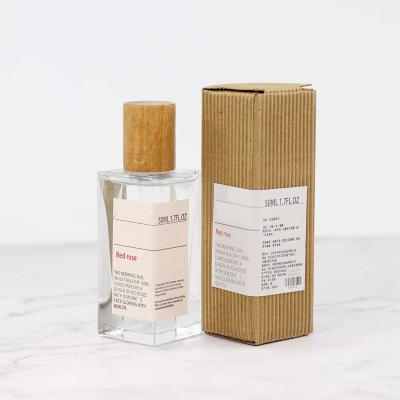 China Cosmetic Perfume Rectangle Custom Vintage Spray 50ml 100ml Square Empty Glass Perfume Bottles With Wooden Cap for sale