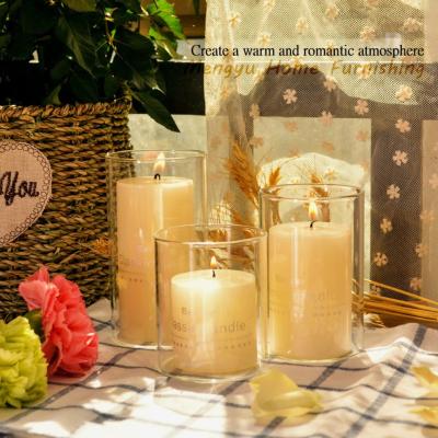 China Luxury Clear Empty Clear Borosilicate Candle Transparent Shiny Jar Home Decoration Tall Large Small Single Glass Nordic Mini Jar Candles for sale