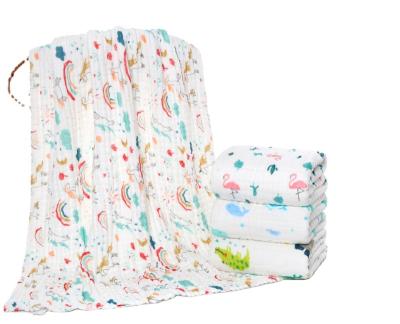 China 2021 Double Layers Portable Muslin Wrap Gauze Bamboo High Quality Cotton/Blanket Carriage Blanket Wrap For Baby for sale