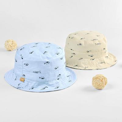 China Hot Selling Summer Children Kids Bucket Hat Boy Girl Image Cartoon Sea Base Printing Style Suncreen Hat Double-face for sale