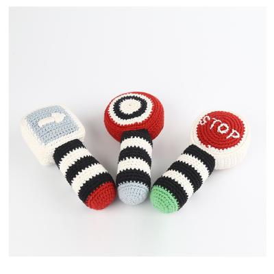 China 100% Cotton Rattle Toys Crochet Animals/Organic Cotton Kids Baby Figures Handmade Knitting Doll Accessories for sale