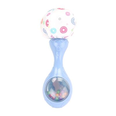 China Hot Selling Amazon Plastic Jingle Stick Toy Newborn Baby Soft Shaking Drum Toys Jigsaw with Bell Sand Infant Hammer for sale