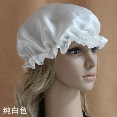 China Luxury Hoods Silk Hood Striped With Custom Logo Satin For Hotel Ladies Personalized Shower Cap for sale