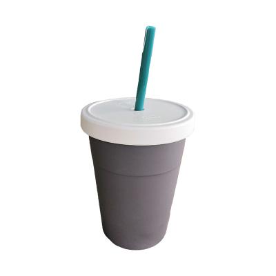 China Reusable Eco Sustainable Stored Bamboo Fiber Drink Cup With Lid And Straw for sale