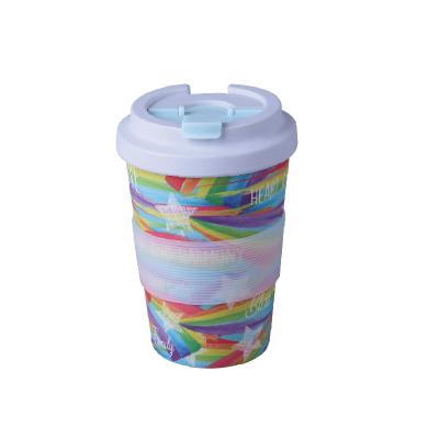 China Sustainable Design Customized Reusable Bamboo Fiber Take Away Gift Coffee Mug Cup With Lid And Sleeve for sale