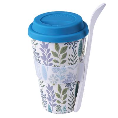 China Sustainable plastic rpet coffee tea cups with lid and spoon wholesale grs certificated for sale