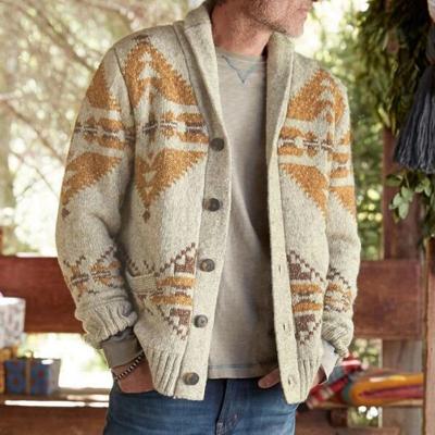 China 2023 Anti-pilling Men's Wool Sweaters Cardigan Sweaters Factory Made Soft Warm Knitted Jacquard Oversize Men's Sweater for sale