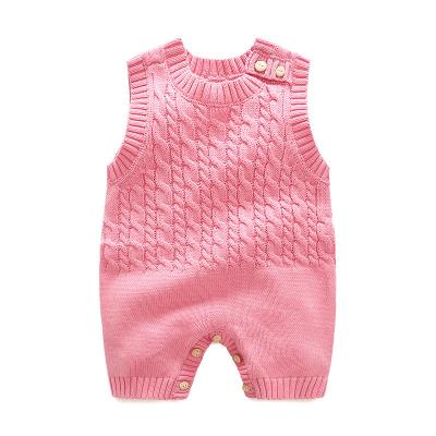 China COTTON baby knit gray spring sweater cotton crawl suit infant onesie sleeveless romper newborn boys and girls knitting sweaters for sale