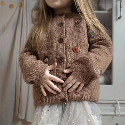 China Anti-pilling Spring and Autumn Kids Collar Sweater Oversized Knit Baby Crochet Long Sleeve Cardigan Kids Sweaters Embroidered Sweater for sale