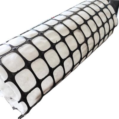 China Schwarze Geotextil-Nichtgewebe-Biaxial-Plastik-Geogrid-Stiche-Antikrack-Geogrid für Asphaltbelag zu verkaufen