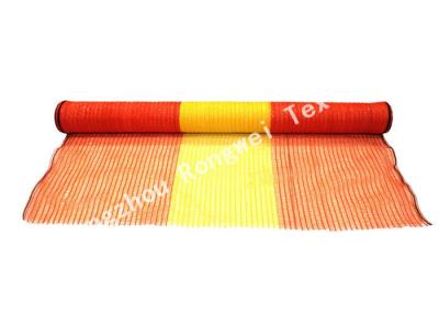 China HDPE Plastik gesponnene Schutzeinrichtungs-Filetarbeits-Masche mit Orange/Gelb-Streifen 900mm x 50m zu verkaufen