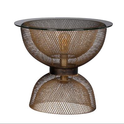 China (Other) iron art glass tea table adjustable side corner couple night lights couple small round coffee table for sale