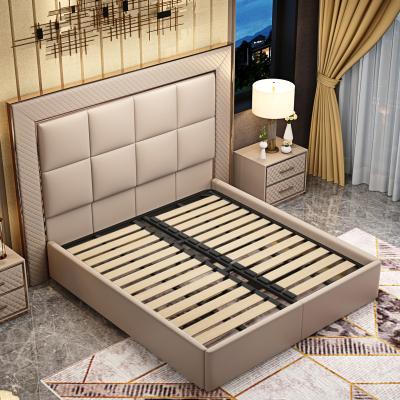 China Italian Luxury Bed Modern Genuine Leather 1.8 M Big Double Bed Bed for sale