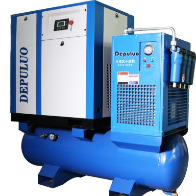 China 11kw 15hp portable hot sale high quality lubricated frequency industry permanent magnetic variable screw air compressor with tank and dryer for sale