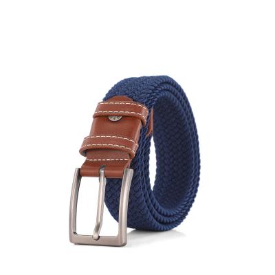 China Fashion.Casual.Business Stretch Elastic Braided Nylon Belt Casual Belt For Unisex Man Belt In Navy Color for sale