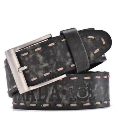 China Men Denim Belt Leather Belts Two Color Belt Soft Stitching for sale