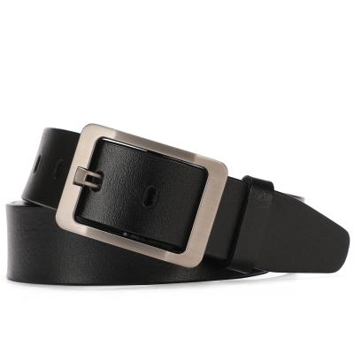 China Big Square Buckle Belt Soft Cowhide Leather Belt 100% Leather Split Belt For Jeans Men for sale